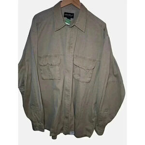 Eddie Bauer Mens XL Long sleeve Tan Khaki Button Down Pocket Shirt